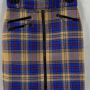 Rag & bone Blue and Tan Plaid Pencil Skirt NWT